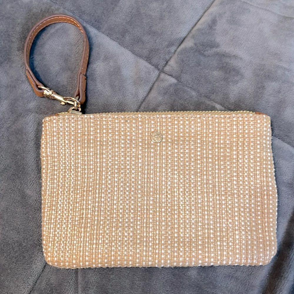 Anne Klein Braided Jute Wristlet Wallet Make-up Pouch Bag